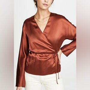 Vince Black Satin Wrap Top